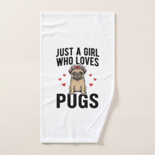 Just A Girl Who Loves Pugs Vintage Dog Shirt Desig Hand Towel