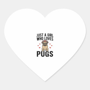 Just A Girl Who Loves Pugs Vintage Dog Shirt Desig Heart Sticker