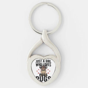 Just A Girl Who Loves Pugs Vintage Dog Shirt Desig Key Ring