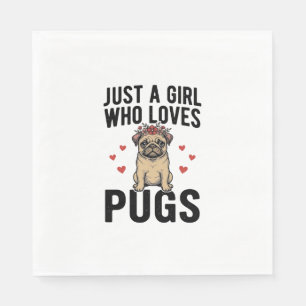 Just A Girl Who Loves Pugs Vintage Dog Shirt Desig Napkin