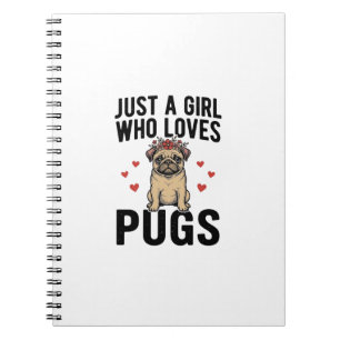 Just A Girl Who Loves Pugs Vintage Dog Shirt Desig Notebook