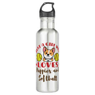 Just a Girl Who Loves Puppies and Softball 710 Ml Water Bottle