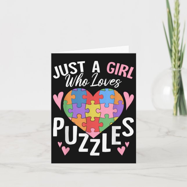 Just A Girl Who Loves Puzzles Funny Jigsaw Puzzle  Card (Front)