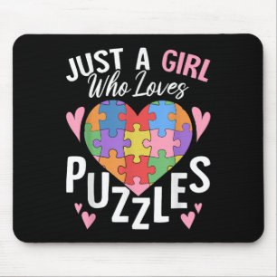 Just A Girl Who Loves Puzzles Funny Jigsaw Puzzle Mouse Mat