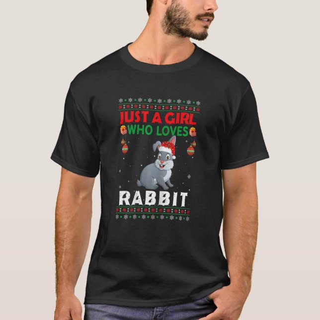 Just A Girl Who Loves Rabbit Matching Christmas Pa T-Shirt (Front)