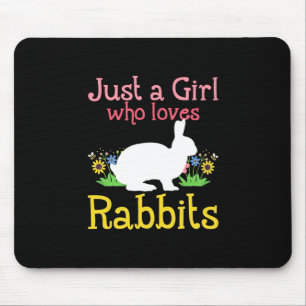 Just A Girl Who Loves Rabbits And Flowers Mouse Mat