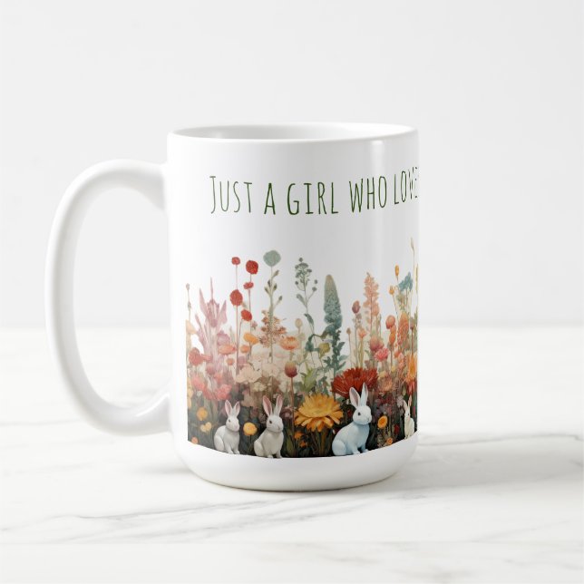 Just a Girl Who Loves Rabbits and Wildflowers Mug (Left)