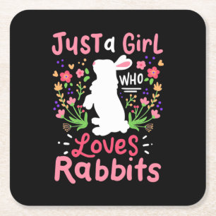Just A Girl Who Loves Rabbits Square Paper Coaster