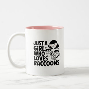 Just a Girl Who Loves Raccoons cute & funny design Two-Tone Coffee Mug