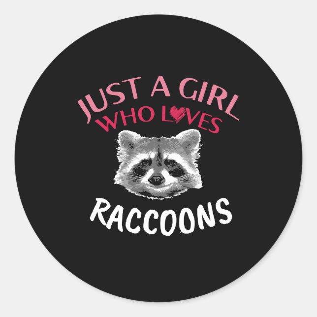 Just a Girl Who Loves Racoon Funny Trash Panda Classic Round Sticker (Front)