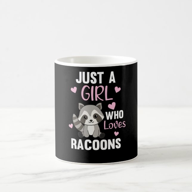 Just A Girl Who Loves Racoons Kawaii Racoon Coffee Mug (Center)
