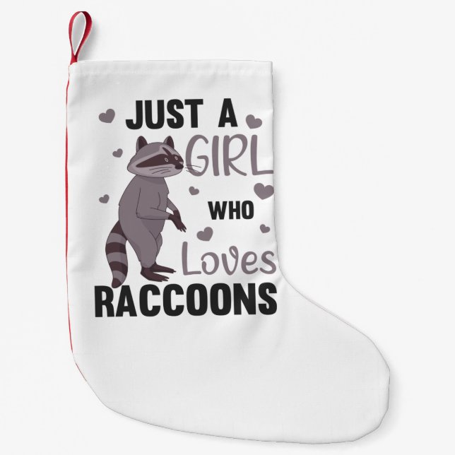 Just A Girl Who Loves Racoons Kawaii Racoon Small Christmas Stocking (Front)