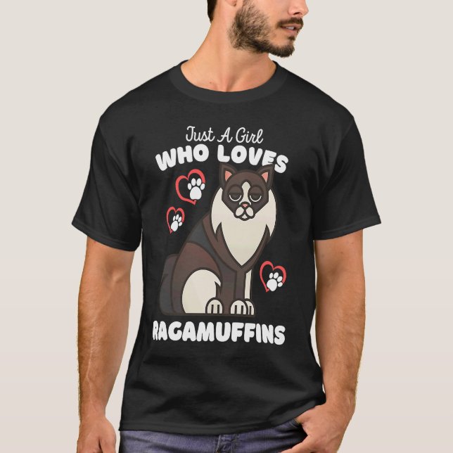 Just A Girl Who Loves Ragamuffins  Cute Cat  Kids T-Shirt (Front)