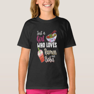 Just A Girl Who Loves Ramen And Boba Anime Bubble T-Shirt