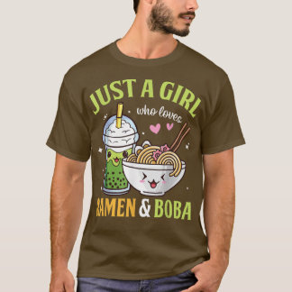 Just a Girl Who Loves Ramen and Boba Kawaii Anime T-Shirt