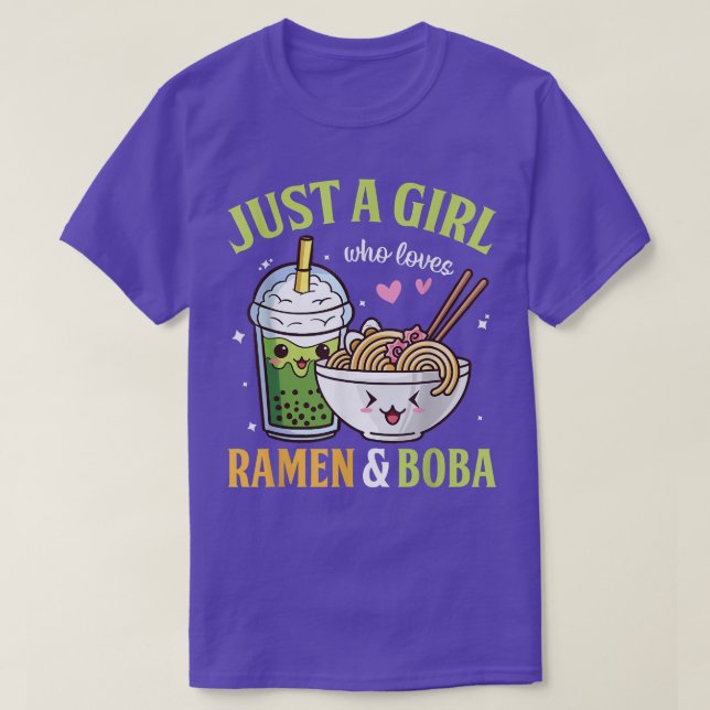 Just A Girl Who Loves Ramen And Boba Kawaii Anime  T-Shirt (Design Front)