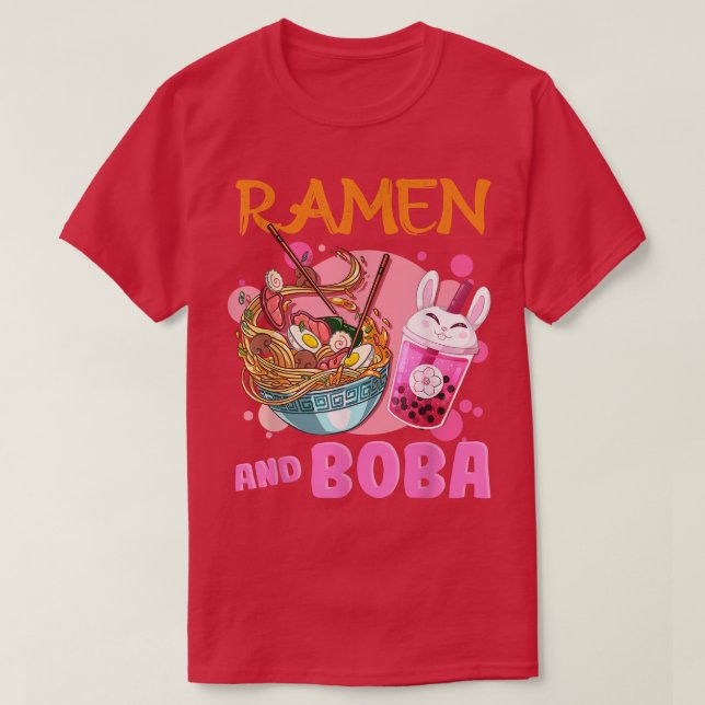 Just A Girl Who Loves Ramen And Boba Kawaii Japane T-Shirt (Design Front)