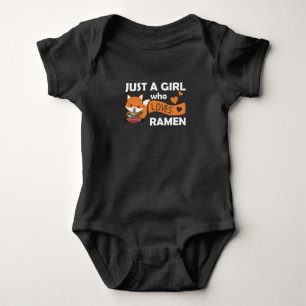 Just A Girl Who Loves Ramen Cute Fox Eat Noodles Baby Bodysuit