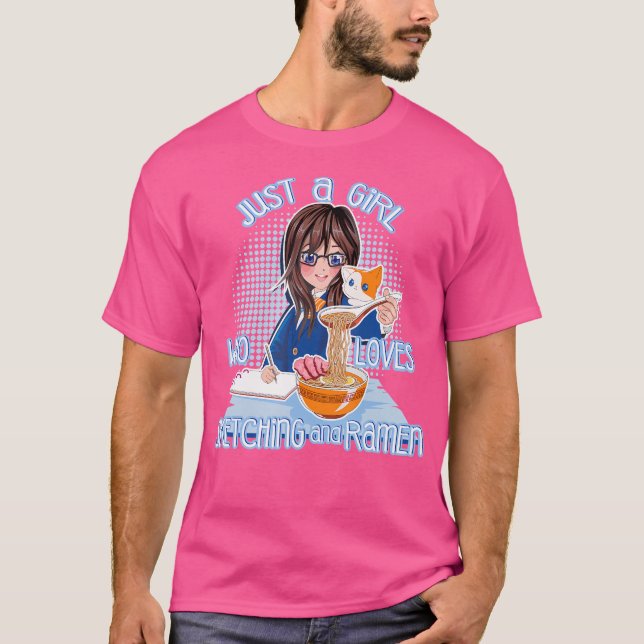 Just A Girl Who Loves Ramen Sketching Shirt Japane (Front)