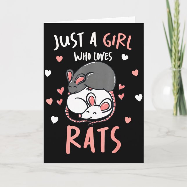 Just A Girl Who Loves Rats Cute Pet Lover Gift For Card (Front)