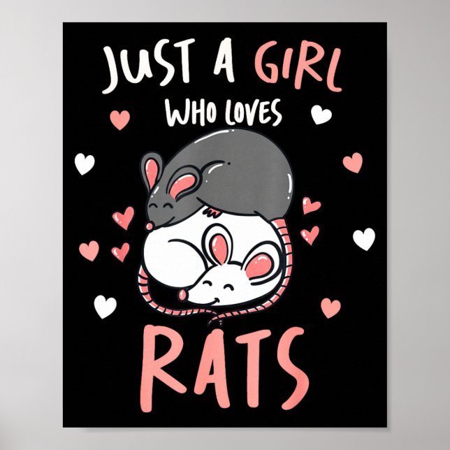 Just A Girl Who Loves Rats Cute Pet Lover Gift For Poster (Front)