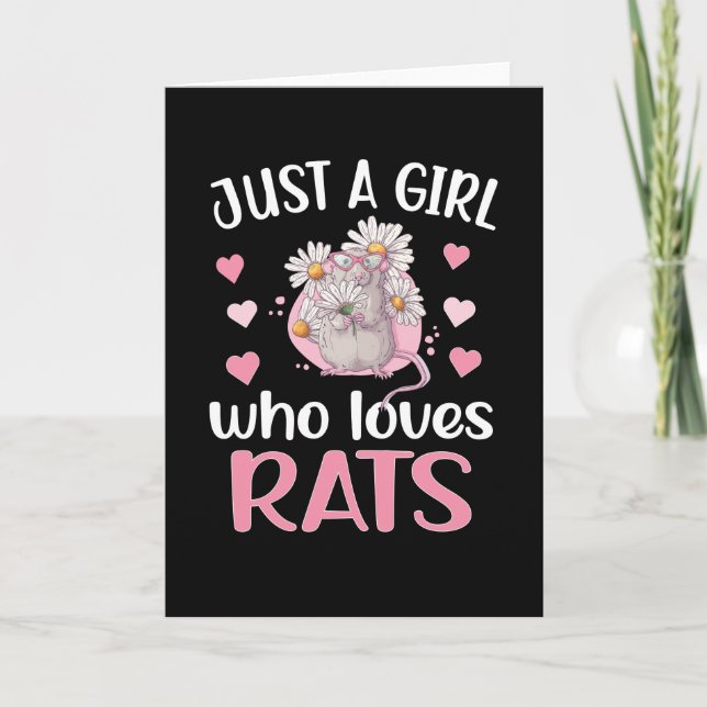 Just A Girl Who Loves Rats Rat Mum Gift Rat Owner Card (Front)