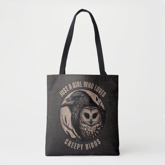 Just A Girl Who Loves Ravens Owls Art Tote Bag (Front)