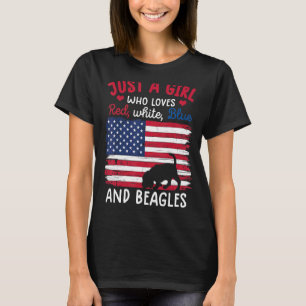 Just A Girl Who Loves Red White Blue Beagle   Usa  T-Shirt