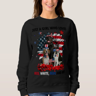 Just A Girl Who Loves Red White Blue Dogs Sunflowe Sweatshirt