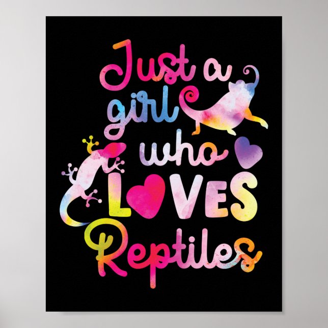 Just A Girl Who Loves Reptiles Lizard Watercolor Poster (Front)