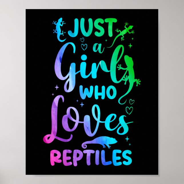 Just A Girl Who Loves Reptiles Lizard Watercolor Poster (Front)