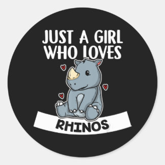 just a girl who loves rhinos cute rhinoceros classic round sticker