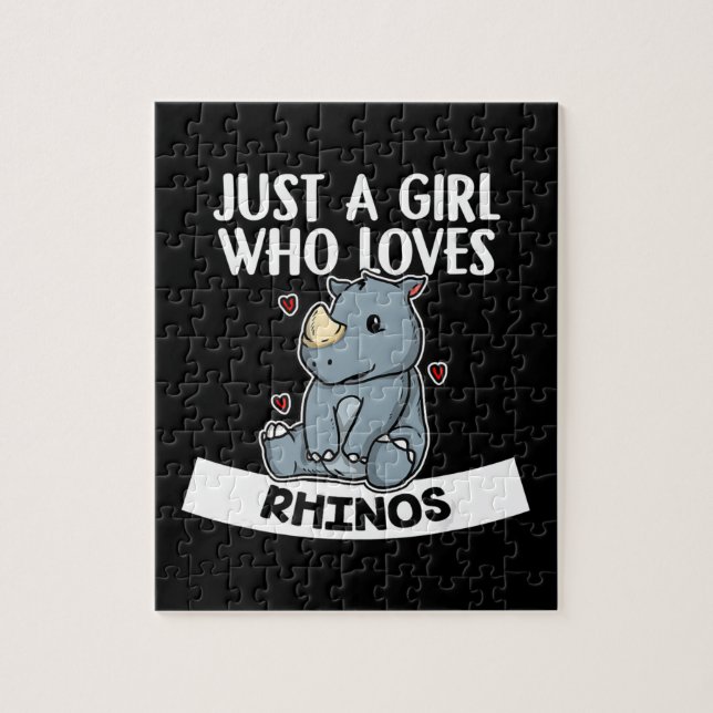 just a girl who loves rhinos cute rhinoceros jigsaw puzzle (Vertical)