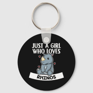 Just A Girl Who Loves Rhinos Cute Rhinoceros Key Ring