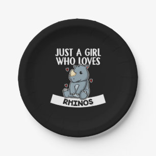 Just A Girl Who Loves Rhinos Cute Rhinoceros Paper Plate