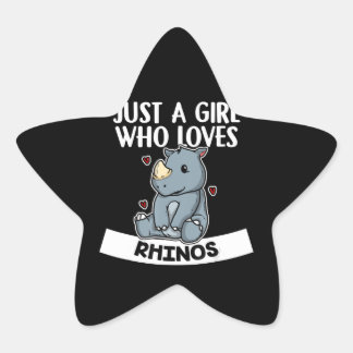 Just A Girl Who Loves Rhinos Cute Rhinoceros Star Sticker
