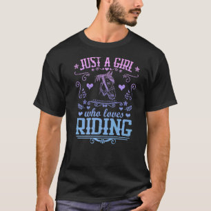 Just A Girl Who Loves Riding Horse Equestrian Vin T-Shirt