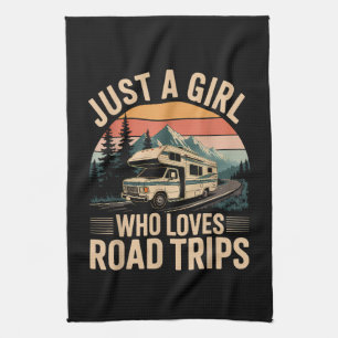 Just A Girl Who Loves Road Trips Tea Towel