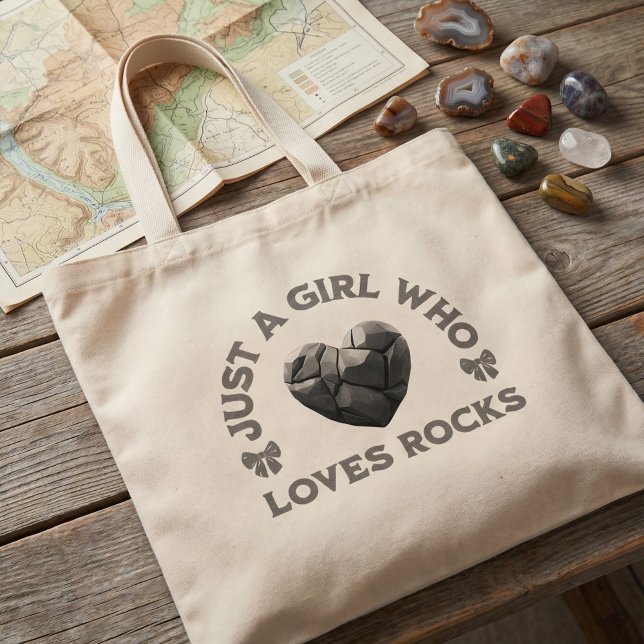 Just a Girl Who Loves Rocks Geology Heart Large Tote Bag (Creator Uploaded)