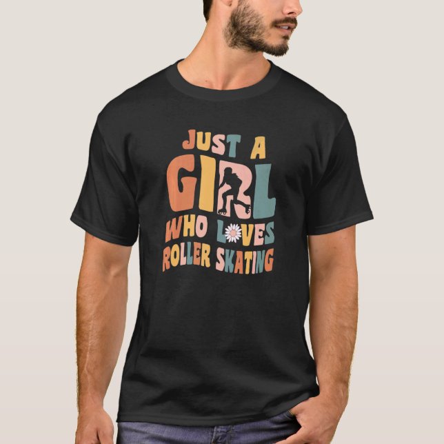 Just A Girl Who Loves Roller Skating Inline Skater T-Shirt (Front)