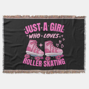 Just A Girl Who Loves Roller Skating Throw Blanket