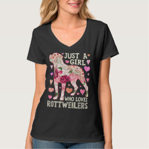 Just A Girl Who Loves Rottweilers Flower T-Shirt