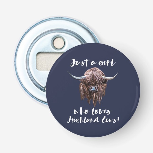 Just A Girl Who Loves Scottish Highland Cows Bottle Opener (Front)