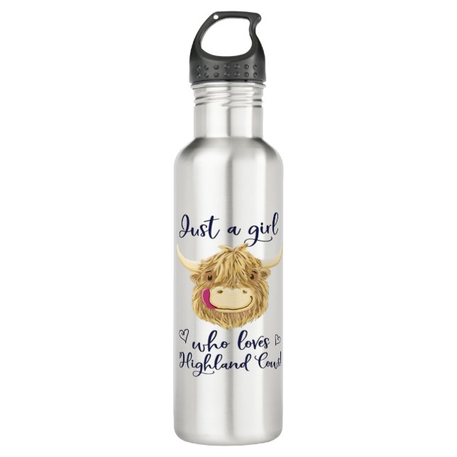 Just A Girl Who Loves Scottish Highland Cows Class 710 Ml Water Bottle (Front)
