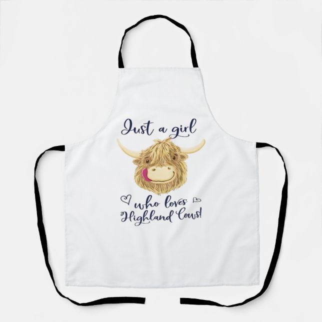 Just A Girl Who Loves Scottish Highland Cows Class Apron (Front)