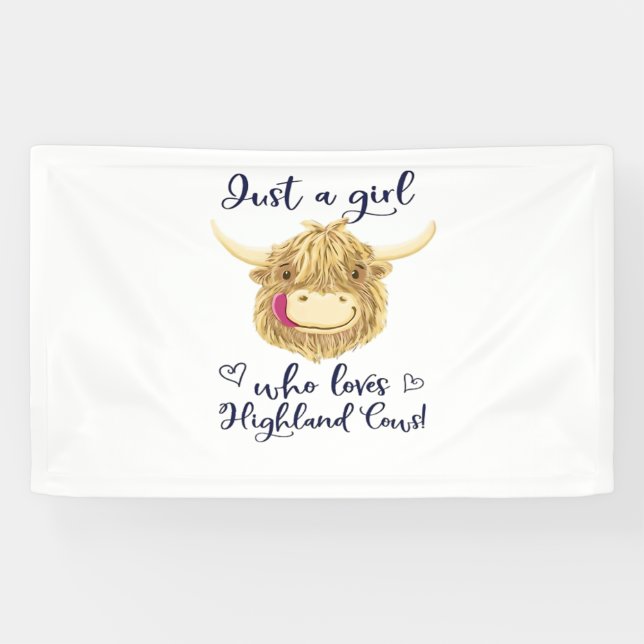 Just A Girl Who Loves Scottish Highland Cows Class Banner (Horizontal)