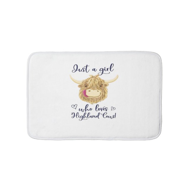 Just A Girl Who Loves Scottish Highland Cows Class Bath Mat (Front)