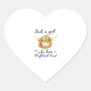 Just A Girl Who Loves Scottish Highland Cows Class Heart Sticker
