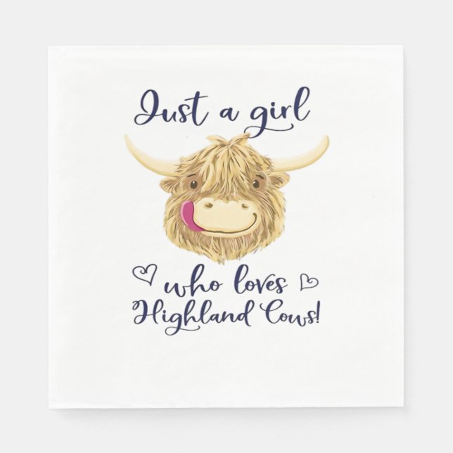 Just A Girl Who Loves Scottish Highland Cows Class Napkin (Front)