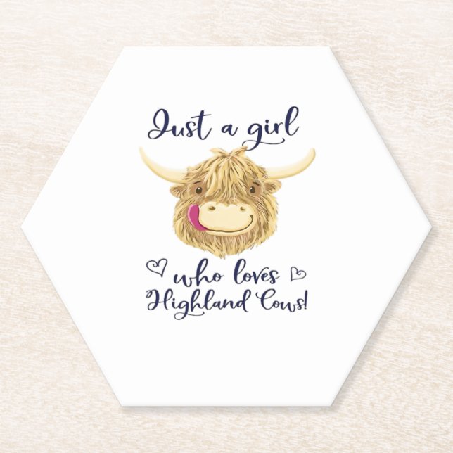 Just A Girl Who Loves Scottish Highland Cows Class Paper Coaster (Front)